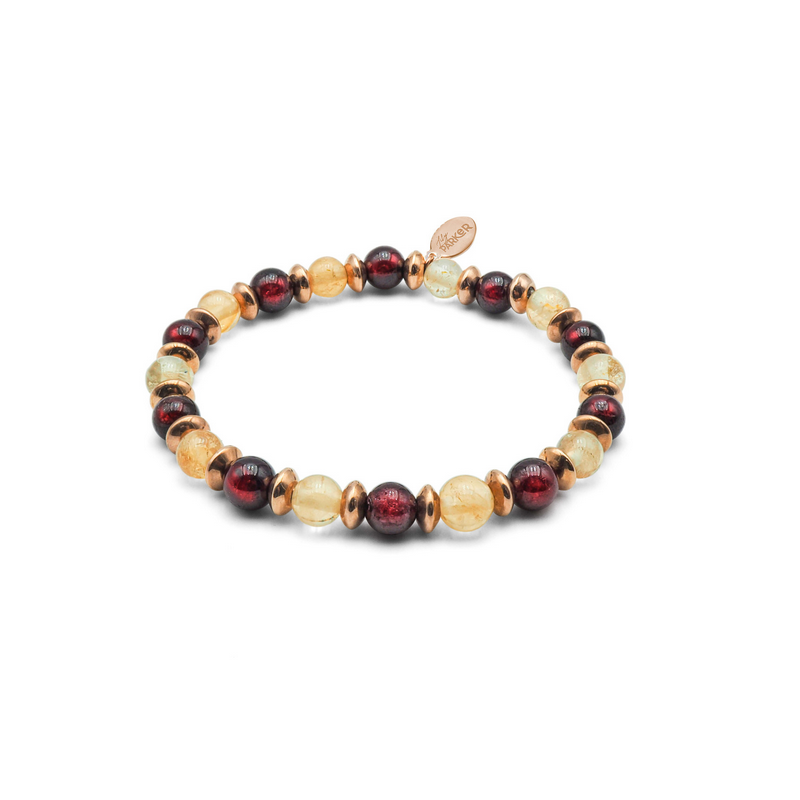 Bracelet élastique Power Boost – Citrine & Grenat - Bijoux Lithothérapie Lily Parker