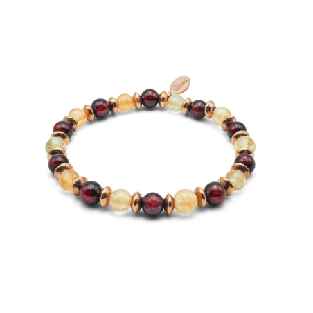 Bracelet élastique Power Boost – Citrine & Grenat - Bijoux Lithothérapie Lily Parker