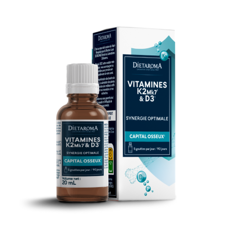 Vitamines naturelles K2 Mk7 & D3 (végétale) de Diétaroma