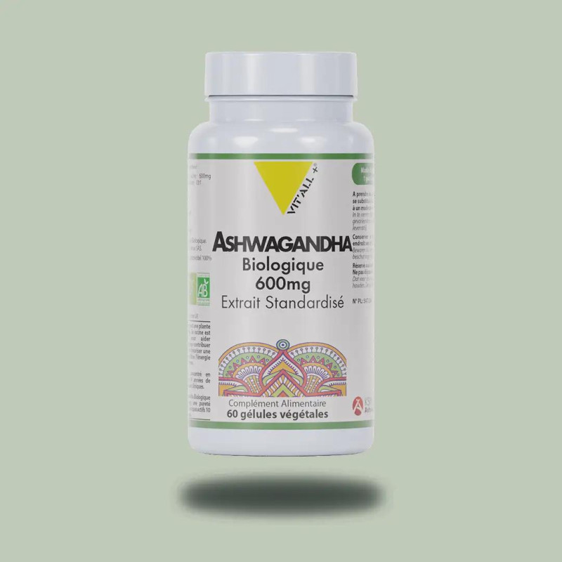 Ashwagandha bio 600mg de Vit'All+, fabriqué en Sarthe (France)