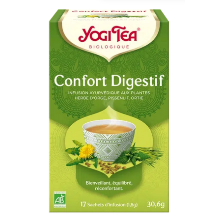 Yogi Tea Confort Digestif 17 sachets – Herbes d'orge, Pissenlit, Ortie – Yogi Tea Finistère