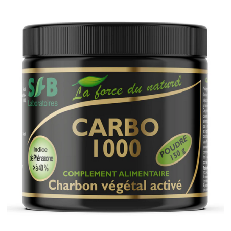 Carbo 1000 poudre 150g  – Charbon actif en poudre, digestion, detox – SFB Laboratoires Finistère Bretagne