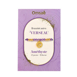 Bracelet astro Verseau améthyste – Équilibre, sagesse, apaisement – Lithothérapie Omsaé Finistère