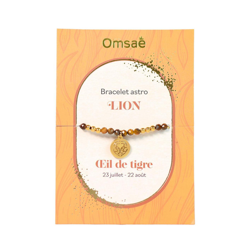 Bracelets astro lion Oeil de tigre – Protection, vitalité, confiance – Lithothérapie Omsaé Finistère