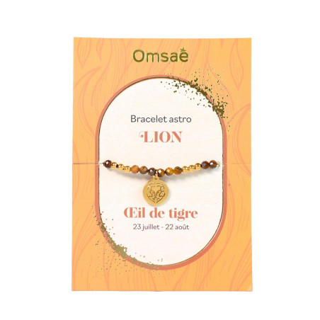 Bracelets astro lion Oeil de tigre – Protection, vitalité, confiance – Lithothérapie Omsaé Finistère