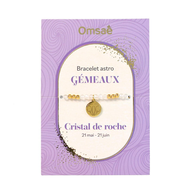 Bracelets astro Gémeaux Cristal de roche – Émotions, créativité, évolution personnelle – Lithothérapie Omsaé Finistère