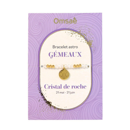 Bracelets astro Gémeaux Cristal de roche – Émotions, créativité, évolution personnelle – Lithothérapie Omsaé Finistère