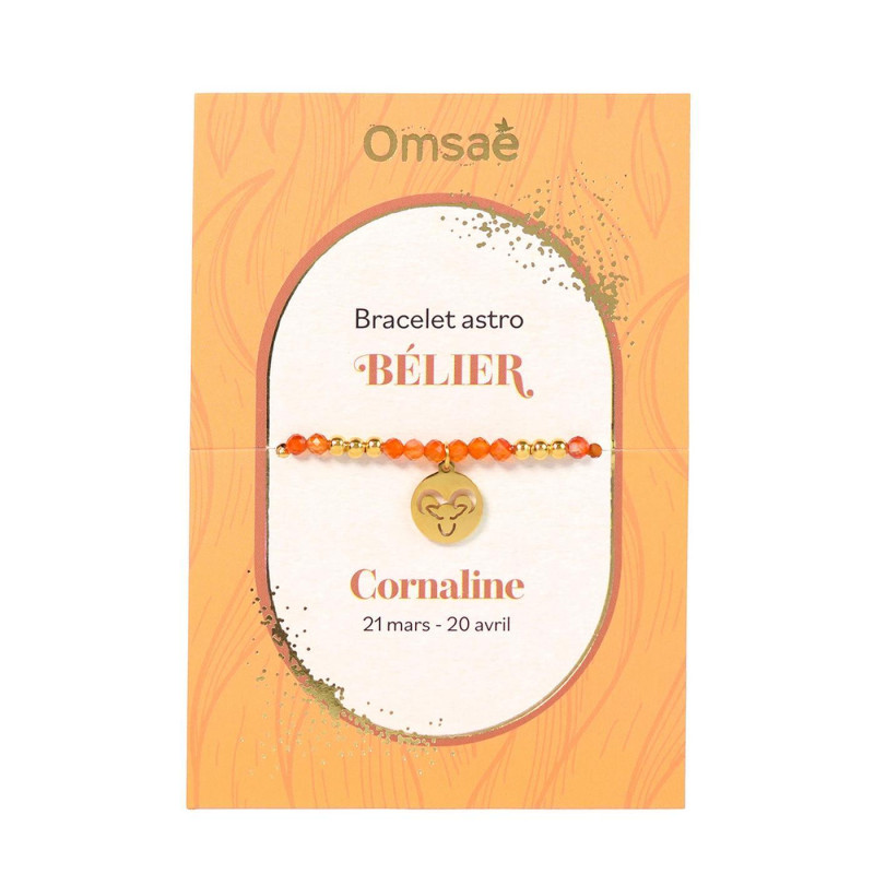 Bracelet astro belier Cornaline – Vitalité,  esprit positif, courage – Lithothérapie Omsaé Finistère