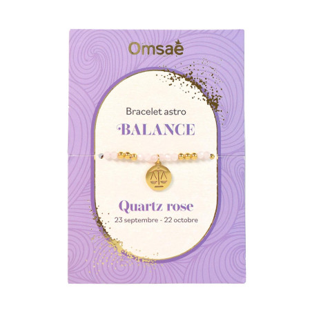 Bracelet astro balance quartz rose – Amour de soi, confiance – Lithothérapie Omsaé Finistère