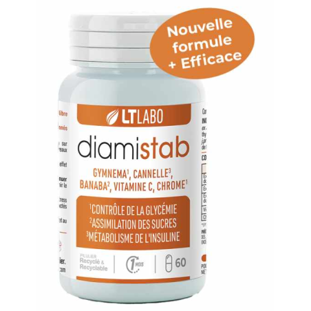 Diamistab 120cap – Sucre sanguin, régulation de la glycémie – Compléments alimentaires LT Labo Finistère