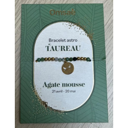 Bracelets astro Taureau Agate mousse – Optimisme, reconnexion, ancrage – Lithothérapie Omsaé Finistère