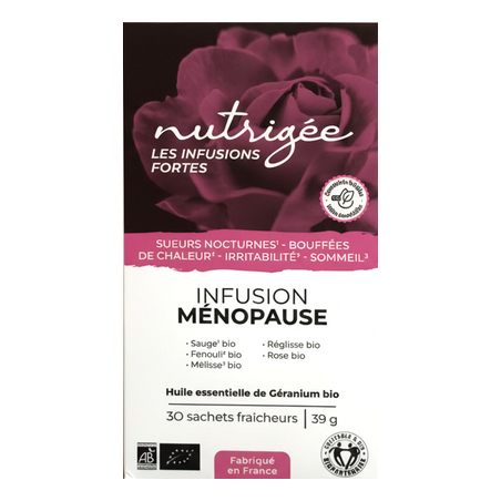 Infusion Ménopause 30 Sachets –  Sauge, fenouil, mélisse – Les infusions fortes Nutrigée Finistère