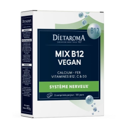 Mix B12 – Fer, D3, Calcium, Vitamine C - Vegan –  Système immunitaire et nerveux, fatigue,  – Compléments Dietaroma Finistère
