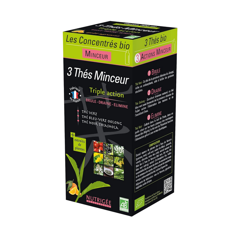Concentrés 3 Thés minceur triple action –  Brûle, draine, élimine – Les Concentrés bio Nutrigée Finistère