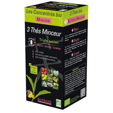 Concentrés 3 Thés minceur triple action –  Brûle, draine, élimine – Les Concentrés bio Nutrigée Finistère