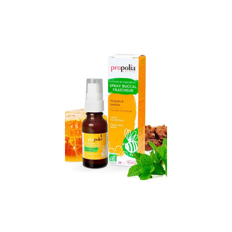Spray Buccal Fraîcheur –  Propolis, Menthe, Thym– Complément spray Propolia Finistère