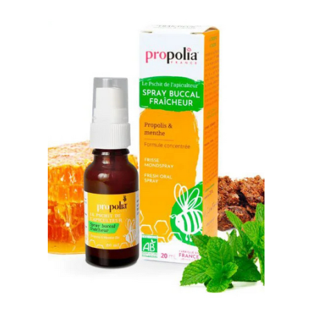 Spray Buccal Fraîcheur –  Propolis, Menthe, Thym– Complément spray Propolia Finistère