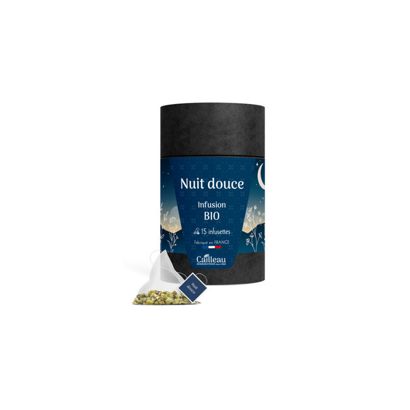 Nuit Douce Infusion Bio 15 Infusettes –  Oranger, Camomille, Coquelicot – Infusion et thés Cailleau Herboristerie Finistère