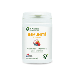 Immunité à Croquer 30 Comprimés –  Vitamine C, D, Zinc, Sélénium – Compléments immunité D.Plantes Finistère