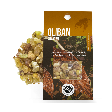 Résine d'Oliban de chez Aromandise. Sachet 50g