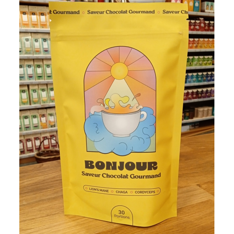 Bonjour saveur Chocolat Gourmand 30 portions – Lion's Mane, Chaga, Cordyceps – Complément alimentaire Bonjour Finistère