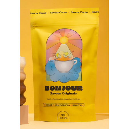 Bonjour saveur originale 30 portions – Lion's Mane, Chaga, Cordyceps, caféine – Complément alimentaire Bonjour Finistère