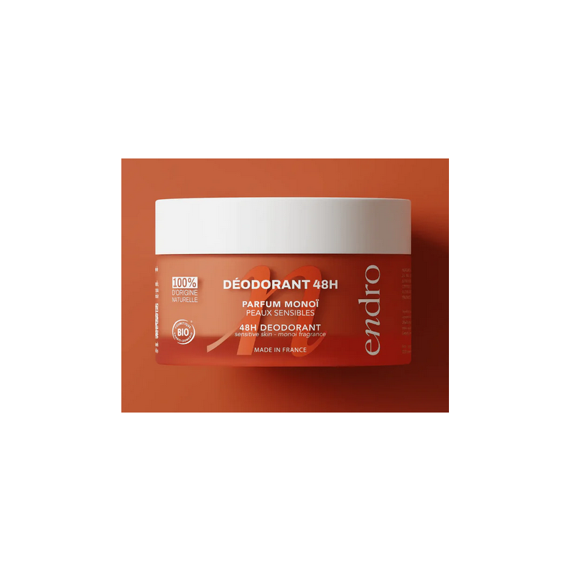 Déodorant Baume 48h Parfum Monoï  –  Anti-odeur, peaux sensibles – Soins Aisselles Endro Cosmétiques Finstère