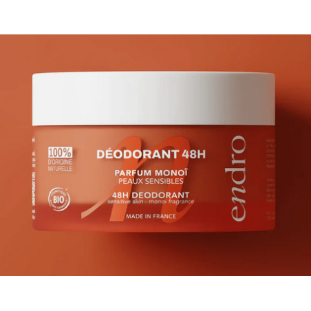 Déodorant Baume 48h Parfum Monoï  –  Anti-odeur, peaux sensibles – Soins Aisselles Endro Cosmétiques Finstère