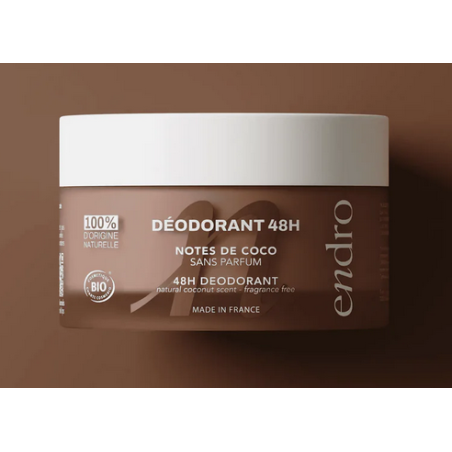 Déodorant Baume 48h Notes de Coco  –  Anti-odeur, peaux normales – Soins Aisselles Endro Cosmétiques Finstère