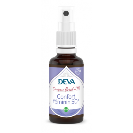 Confort féminin Spray 30ml – Ménopause, périménopause, postménopause – Élixir Floral Femme DEVA Finstère