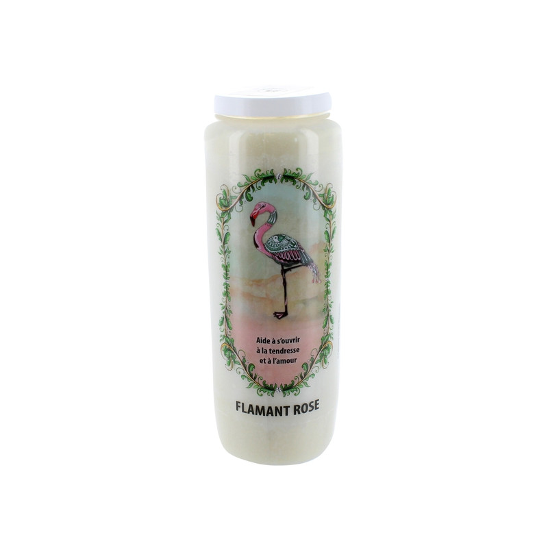Bougie en cire 100g végétale Neuvaine Totem Flamant Rose