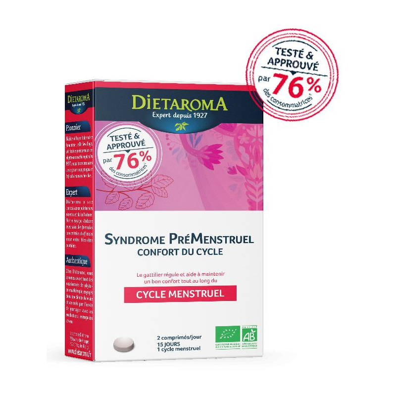 Syndrome PréMenstruel Confort du Cycle –  Inconfort, Irritabilitée, Rétention d'eau  – Compléments Femme Dietaroma Finistère