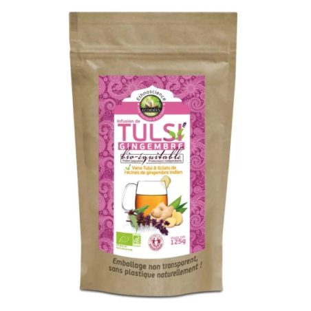 Infusion de Tulsi au Gingembre équitable 125g–  Tulsi, Racines de Gingembre indien – Infusions sacrées Écoidées Finistère