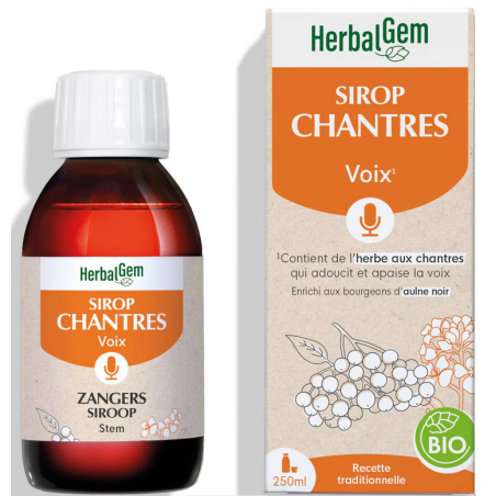 Sirop Chantres Voix 250ml –  Adoucit et apaise – Complexe Gemmo Herbalgem Finistère