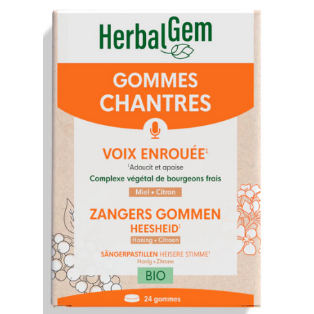 Gommes Chantres Voix Enrouée –  Adoucit le gorge – Complexe Gemmo Voix Herbalgem Finistère