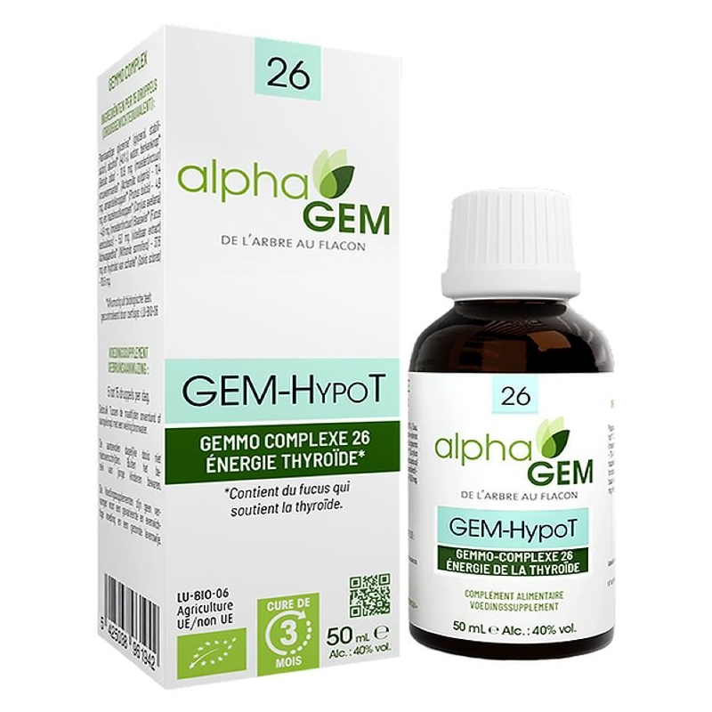 GEM-HypoT n°26 50ml – Énergie Thyroïde, Fonction thyroïdienne - Gemmothérapie Alphagem Finistère