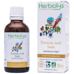 Sureau noir (baie) Phytothérapie 50ml –  Transit, Articulations, Élimination – extraits de plantes fraiches Herbiolys Finistère