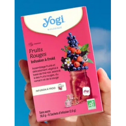 Yogi Infusion à froid Fruits rouges 15 sachets – Thé noir, hibiscus, sauge – Thés froids Yogi Tea Finistère