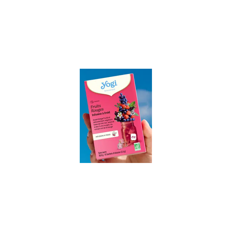 Yogi Infusion à froid Fruits rouges 15 sachets – Thé noir, hibiscus, sauge – Thés froids Yogi Tea Finistère