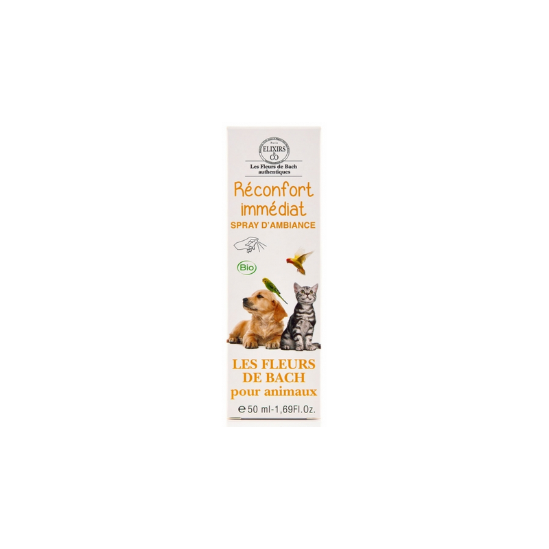 Spray Réconfort Immédiat Animaux – Troubles émotionnels, calme, paix – Fleurs de Bach Animaux Elixirs & Co Finistère