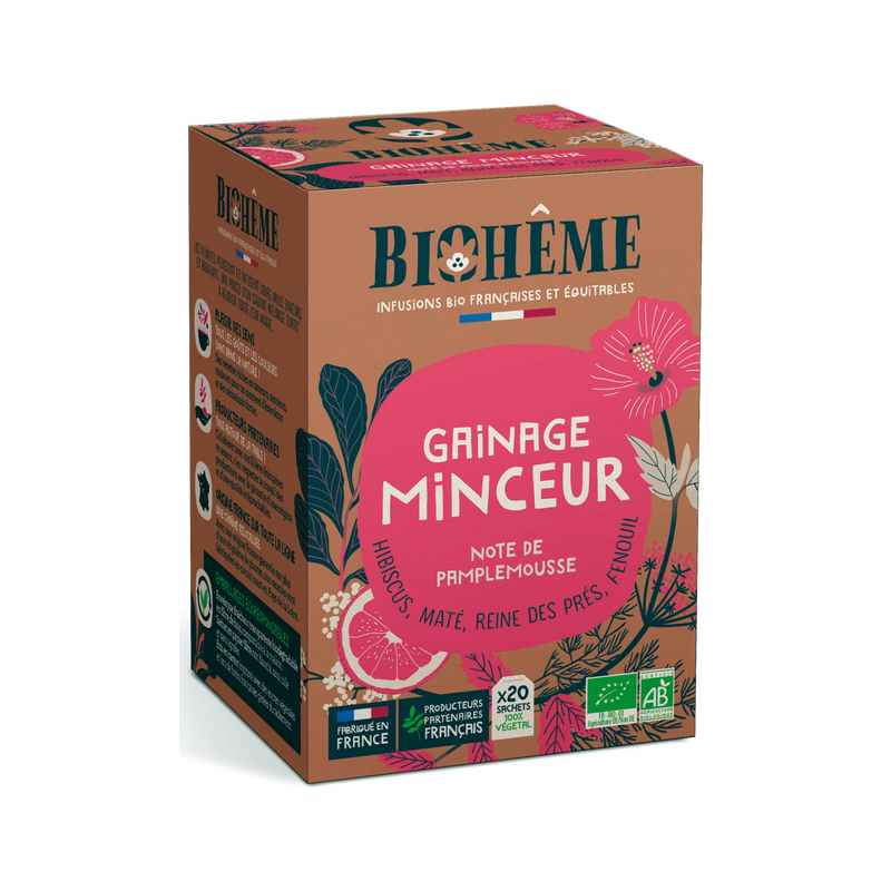 Gainage Minceur 20 infusettes – Ventre plat, brûle graisse – Infusions Drainante Biohême Finistère