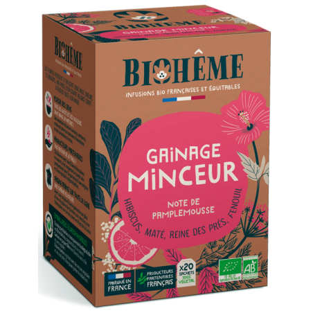 Gainage Minceur 20 infusettes – Ventre plat, brûle graisse – Infusions Drainante Biohême Finistère