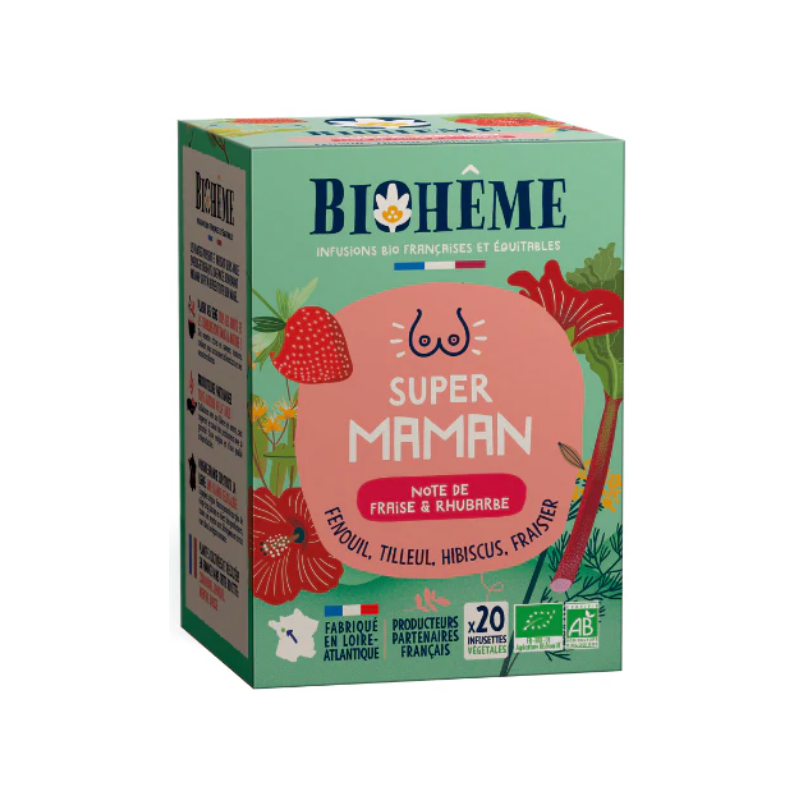 Super Maman 20 infusettes – Drainage, Détente, Digestion – Infusions Maman Biohême Finistère