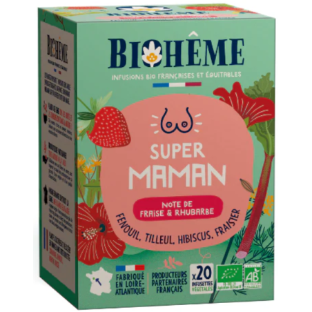 Super Maman 20 infusettes – Drainage, Détente, Digestion – Infusions Maman Biohême Finistère
