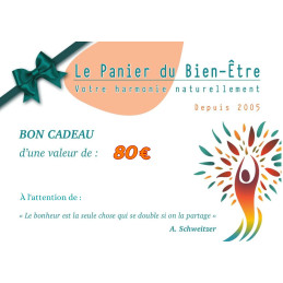 Carte Cadeau 80 € du Panier du Bien-être à offrir pour un choix libre de ses cadeaux