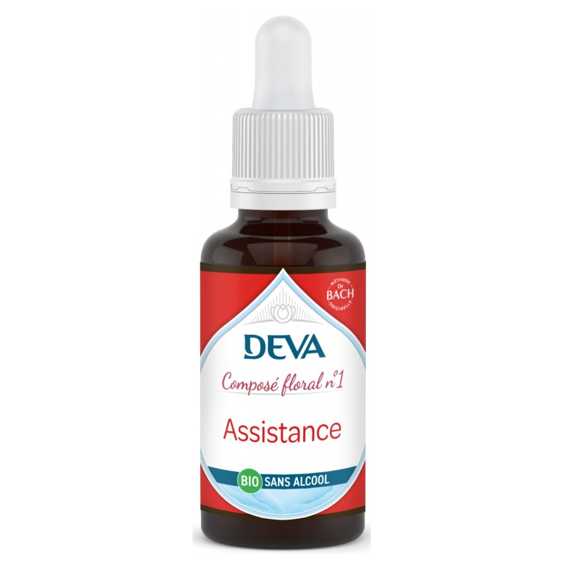 Assistance Compte-Gouttes Sans Alcool 30ml – Situation urgence, Calme, Réconfort – Fleurs de Bach DEVA Finistère
