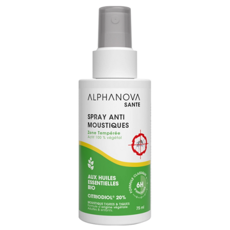 Spray Anti-Moustiques Zone Tempérée 75ml – Repulsif insectes, Adultes et enfants – Cosmétiques Alphanova Finistère