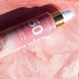 Huile Solaire Rose Scintillante SPF 50 Alphanova – Haute protection UVA renforcée, Jojoba et framboise