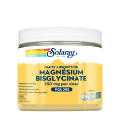 Magnésium Bisglycinate poudre 350mg – Stress, fatigue, détente de Solaray