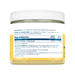 Poudre de Magnésium Bisglycinate 350mg – Stress, fatigue, détente – Compléments alimentaires Solaray